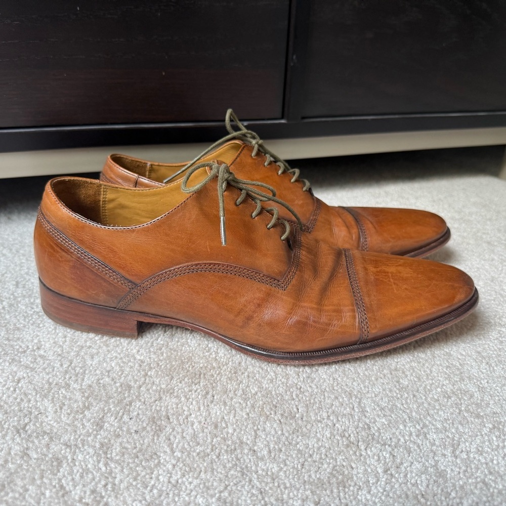 Mens Cole Haan Captoe Oxford Tan Leather Sz 11.5 Worn Twice